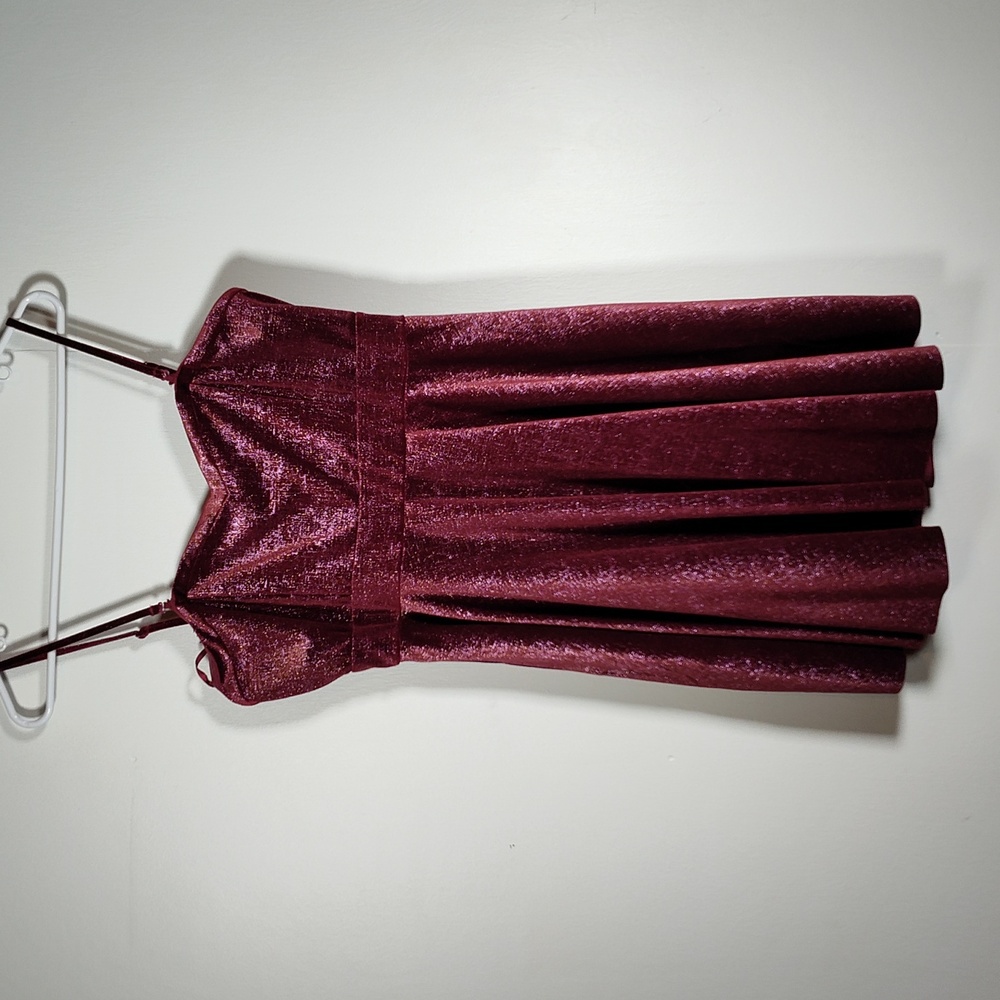 Free‎ People Shattered Shine velvet mini dress berry pink L - Picture 3 of 11